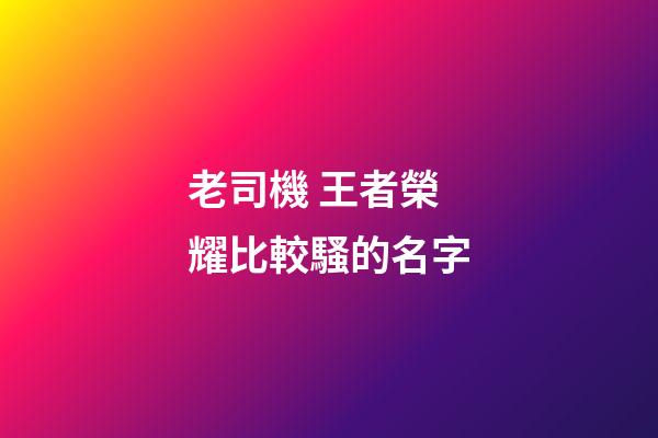 老司機 王者榮耀比較騷的名字